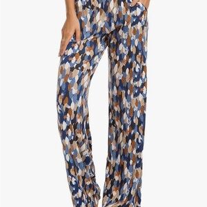 Stylish Blue Patterned Wide Leg Pants